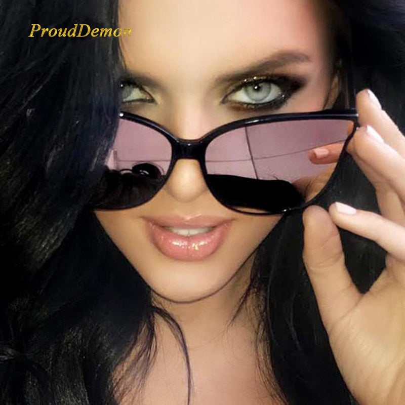 2020 Fashion Colour Luxury Flat Top Cat Eye Women Sunglasses Elegant oculos de sol men Twin Beam oversized Sun glasses  UV400